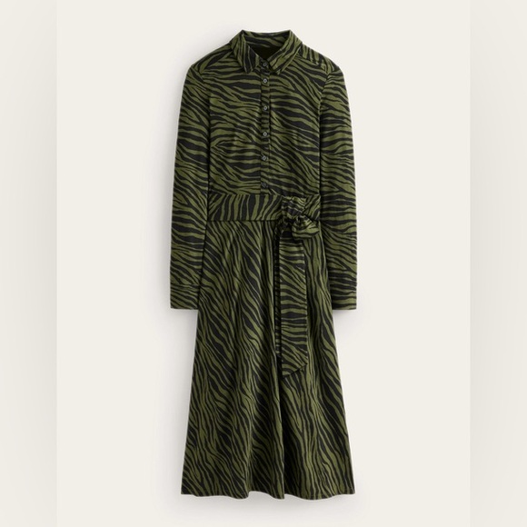 Boden Laura Jersey Midi Shirt Dress Oregano Animal Tiger Print size US 6 Regular - Picture 3 of 10